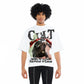 Cult's Oversized Short Sleeve Crew Neck Tee "Cult Anarchy" 260 Gram In White  626B7-K49A
