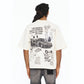 Cult's Oversized Short Sleeve Crew Neck Tee "Cult Newspaper" 260 Gr In Winter White  626B8-K29A