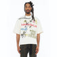 Cult's Oversized Short Sleeve Crew Neck Tee "Graffiti" 260 Grams In Winter White  626B8-K34A