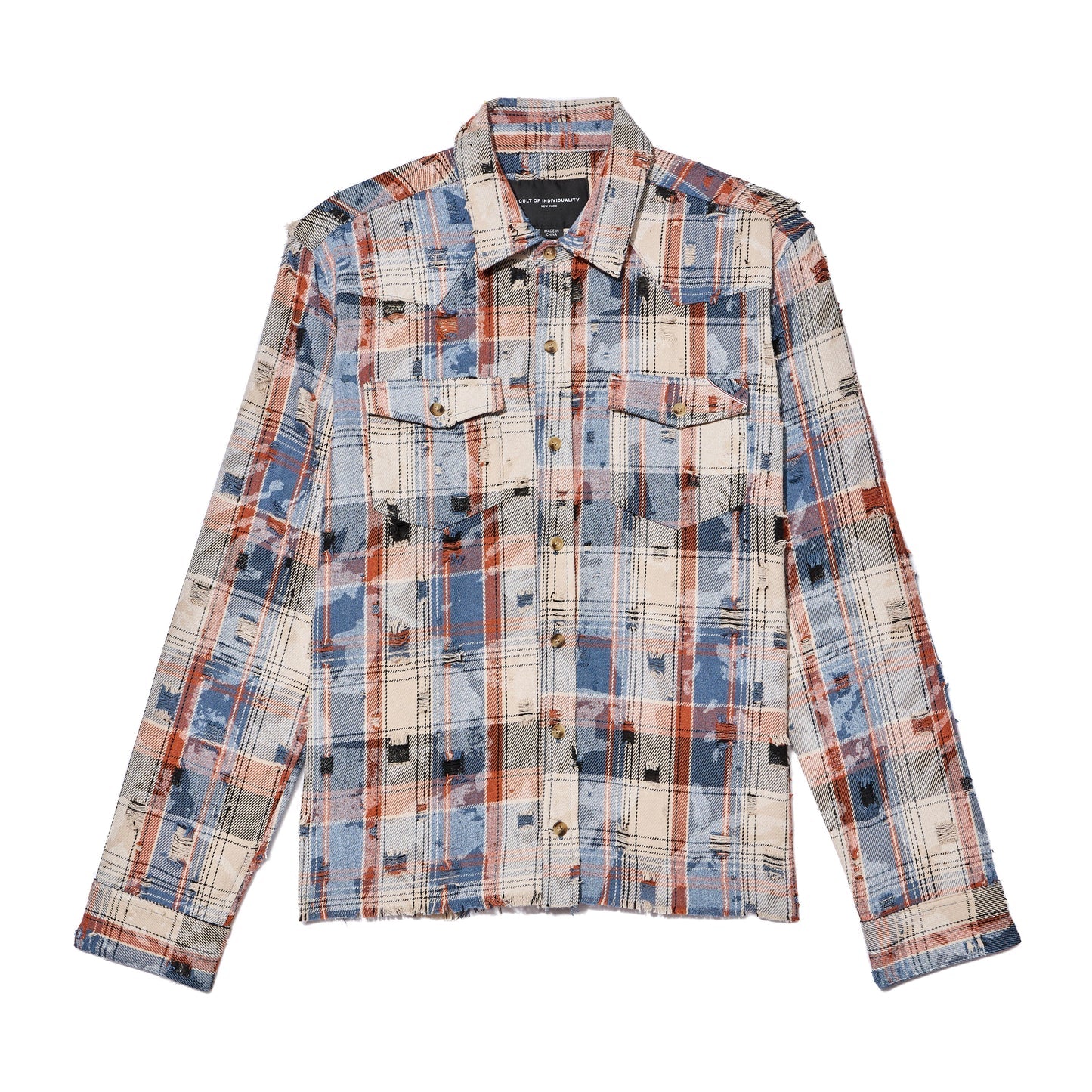 Cult's L/S Vintage Embroidered Plaid Woven Shirt In Harvest Plaid 626B8-WS71E