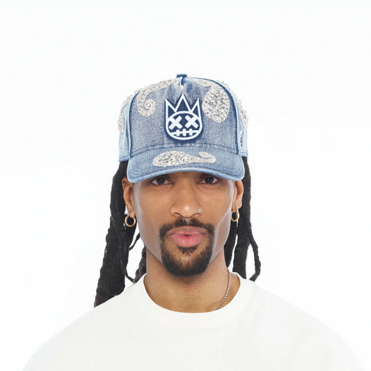 Cult X El Alfa Paisley Panel A Frame Trucker Hat In Light Blue  626BC-CC01A
