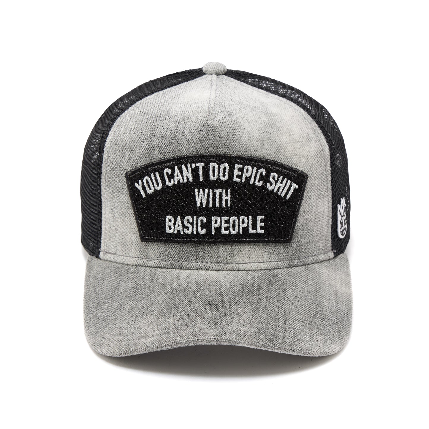 Cult's Mesh Back Trucker Hat "Cant Do Epic Shit" In Grey  626BC-CH47A