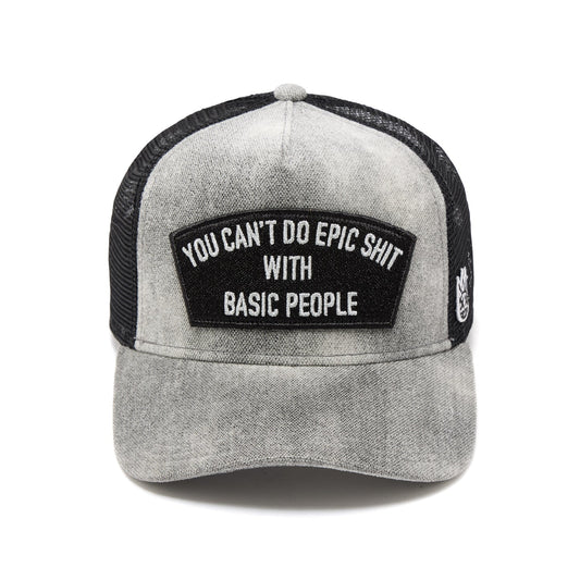 Cult's Mesh Back Trucker Hat "Cant Do Epic Shit" In Grey  626BC-CH47A
