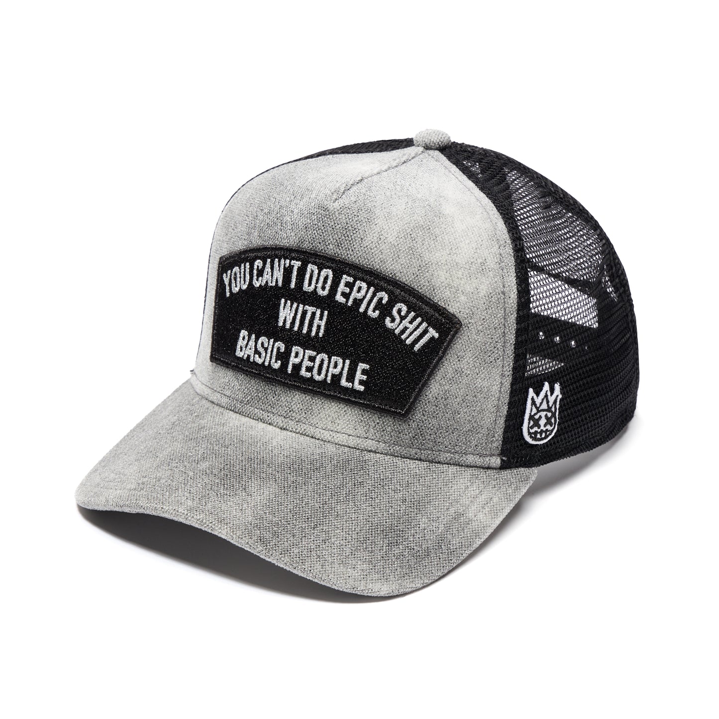 Cult's Mesh Back Trucker Hat "Cant Do Epic Shit" In Grey  626BC-CH47A