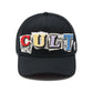 Cult's Mesh Back Trucker Hat "Cult Newsprint" In Black 626BC-CH56A