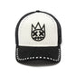 Cult's Mesh Back Trucker Hat "Divine Sounds" In Black/White 626BC-CH59A