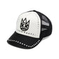 Cult's Mesh Back Trucker Hat "Divine Sounds" In Black/White 626BC-CH59A