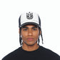 Cult's Mesh Back Trucker Hat "Divine Sounds" In Black/White 626BC-CH59A