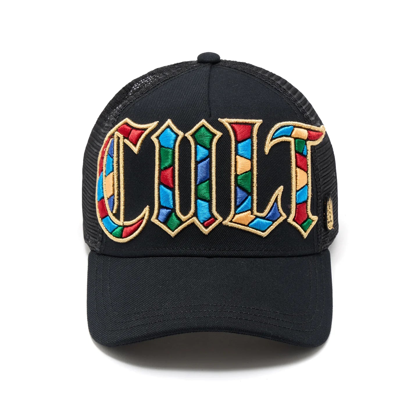 Cult's Mesh Back Trucker Hat "Stained Glass" In Black SKU: 626BC-CH61A-ONE