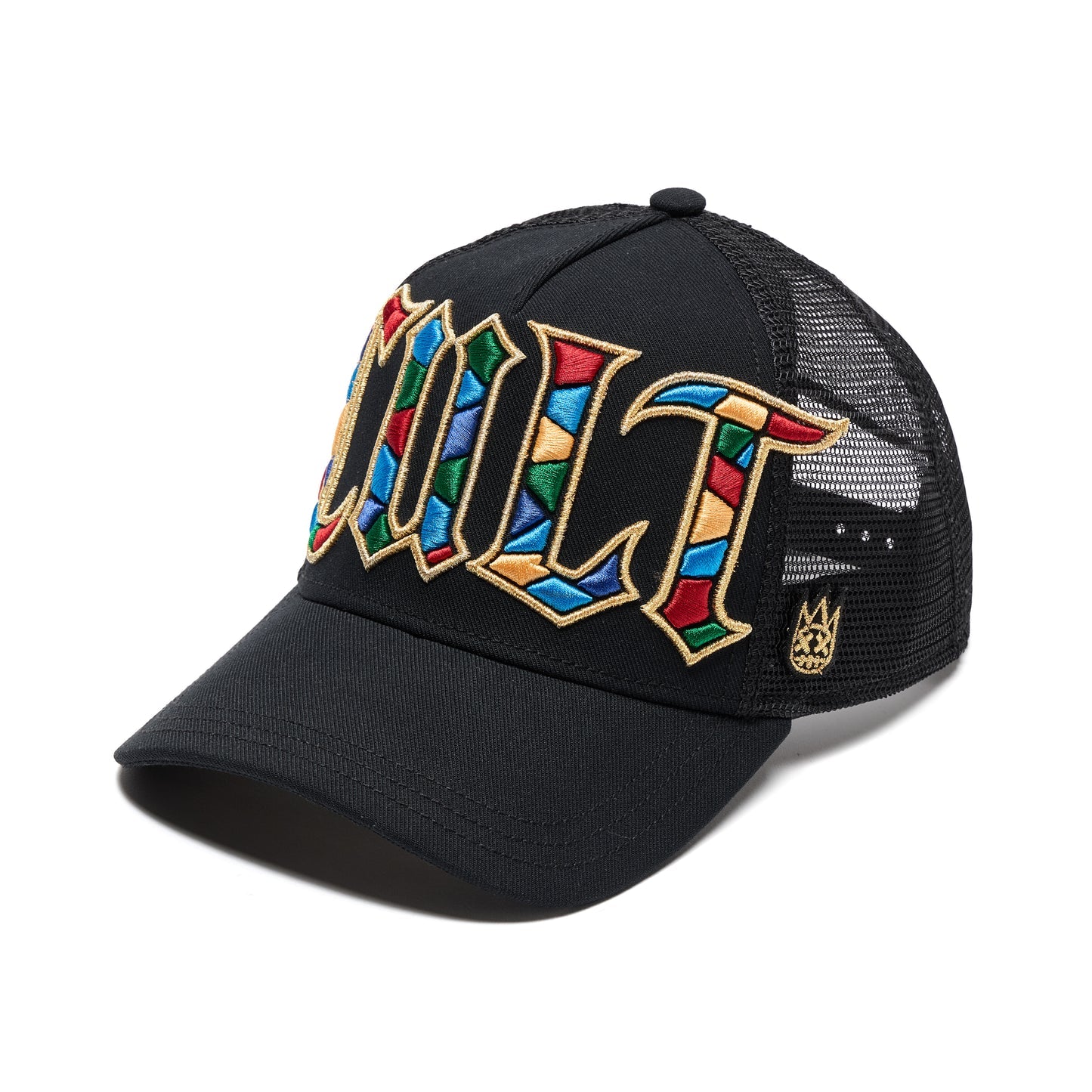 Cult's Mesh Back Trucker Hat "Stained Glass" In Black SKU: 626BC-CH61A-ONE