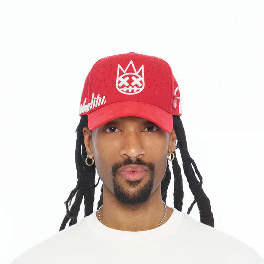 Cult's Mesh Back Trucker Hat "Crystal Burst" In Racing Red 626BC-CH62A