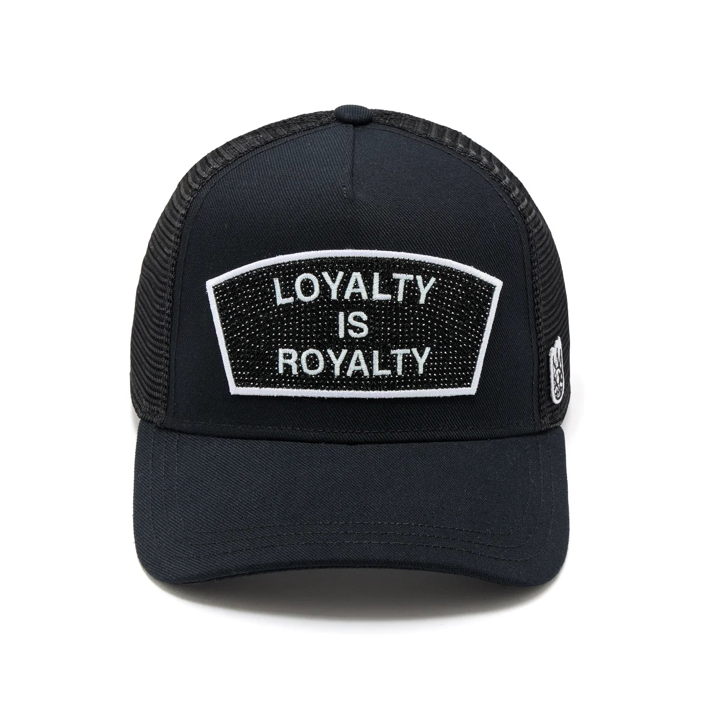 Cult's Mesh Back Trucker Hat "Loyalty Is Royalty" In Black  626BC-CH63A