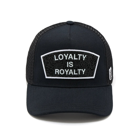 Cult's Mesh Back Trucker Hat "Loyalty Is Royalty" In Black  626BC-CH63A