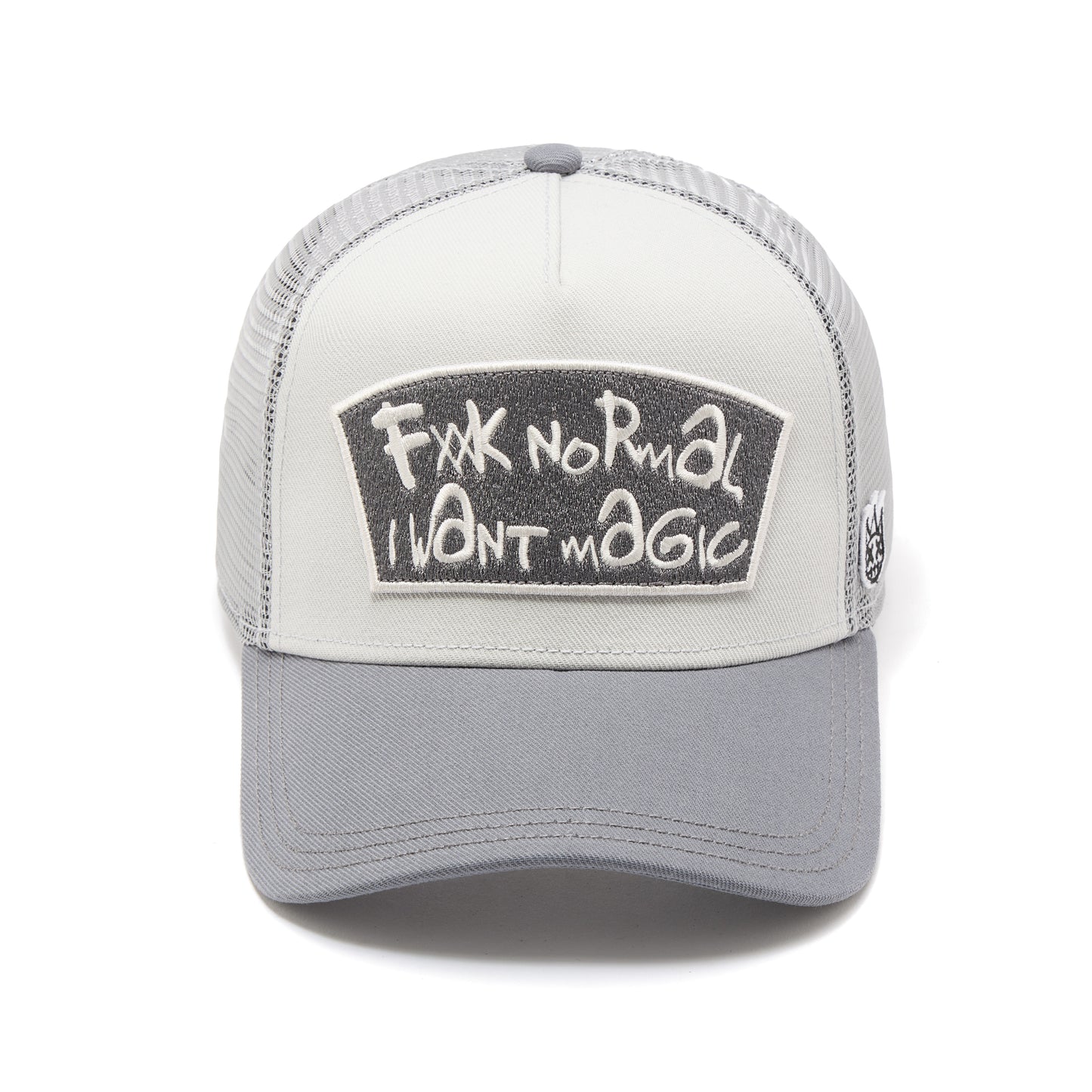 Cult's Mesh Back Trucker Hat "Fxxk Normal, I Want Magic" In Cool Grey  626BC-CH67A