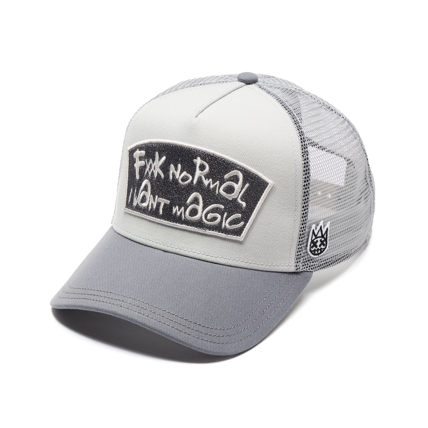 Cult's Mesh Back Trucker Hat "Fxxk Normal, I Want Magic" In Cool Grey  626BC-CH67A