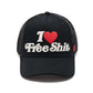 Cult's Mesh Back Trucker Hat "I Love Free Shit" In Black 626BC-CH69A