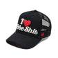 Cult's Mesh Back Trucker Hat "I Love Free Shit" In Black 626BC-CH69A