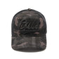 Cult's Mesh Back Trucker Hat "Camo Crystal Script" In Black Camo 626BC-CH70A