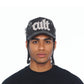 Cult's Mesh Back Trucker Hat "Old English Crystal Logo" In Black Camo 626BC-CH71A