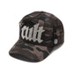 Cult's Mesh Back Trucker Hat "Old English Crystal Logo" In Black Camo 626BC-CH71A