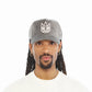 Cult's Mesh Back Logo Trucker Hat "Velour" In Charcoal Grey  626BC-CH72A