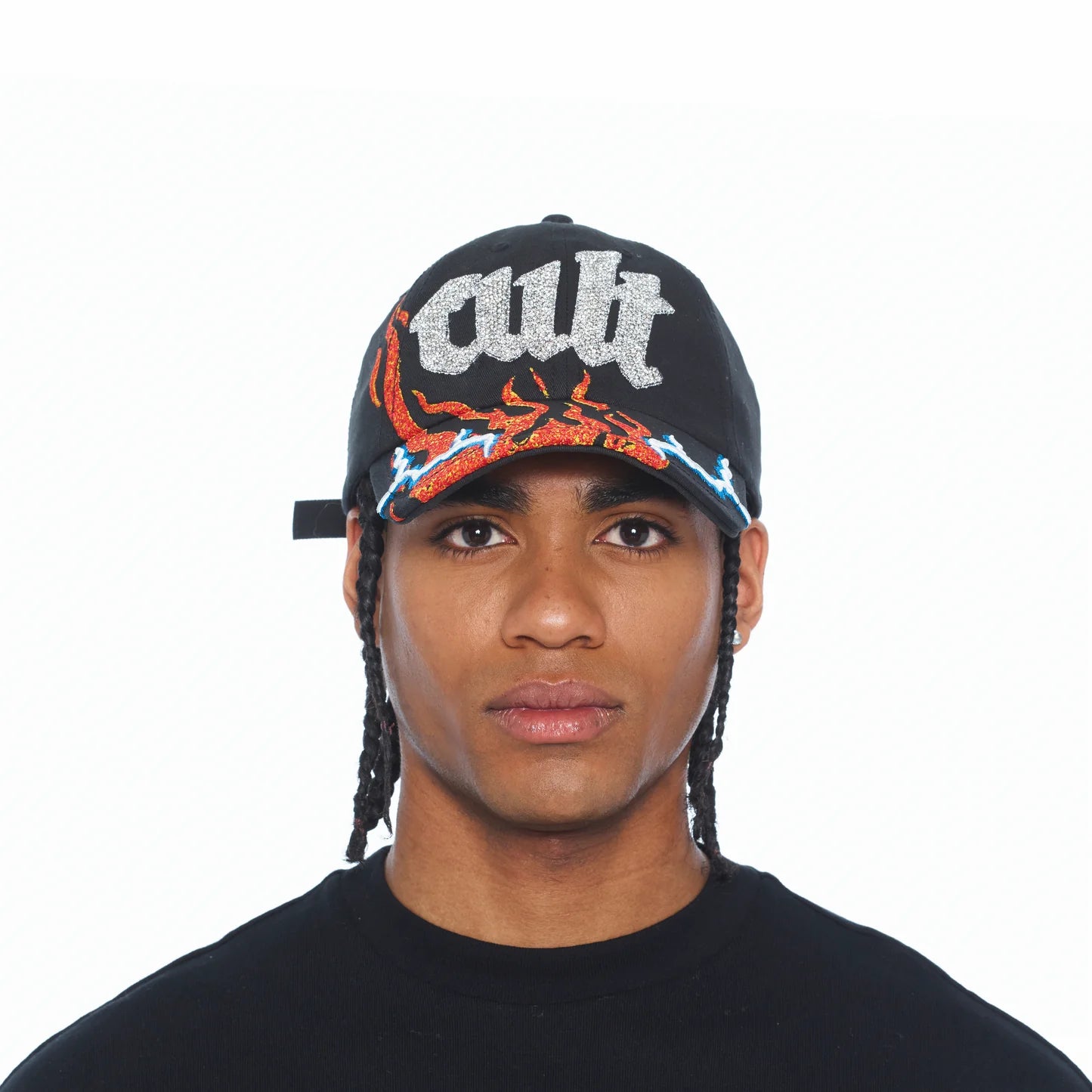 Cult's Mesh Back Trucker Hat "Flame" In Black 626BC-CH75B