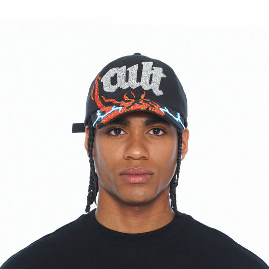Cult's Mesh Back Trucker Hat "Flame" In Black 626BC-CH75B