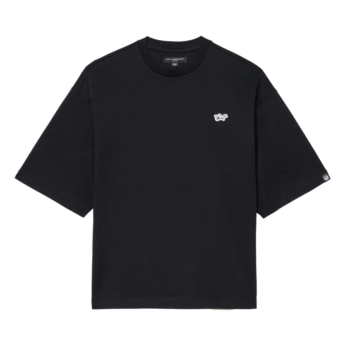Cult's Oversized Short Sleeve Crew Neck Tee In Black  626BC-K97A