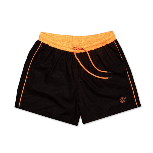 Eight X Men's Black Swim Trunks With Neon Orange Trim