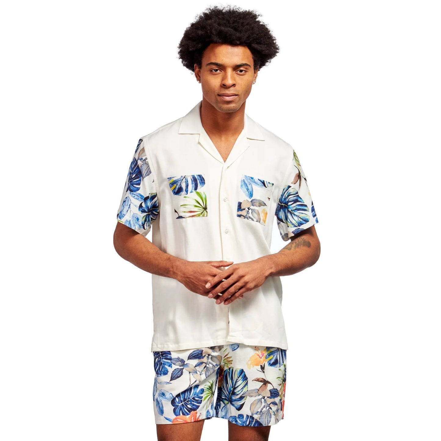 Eight X Paraíso Relaxed Fit Viscose Short Sleeve Shirt + Shorts Matching Set