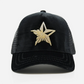 Star Logo Black Trucker Hat Golden