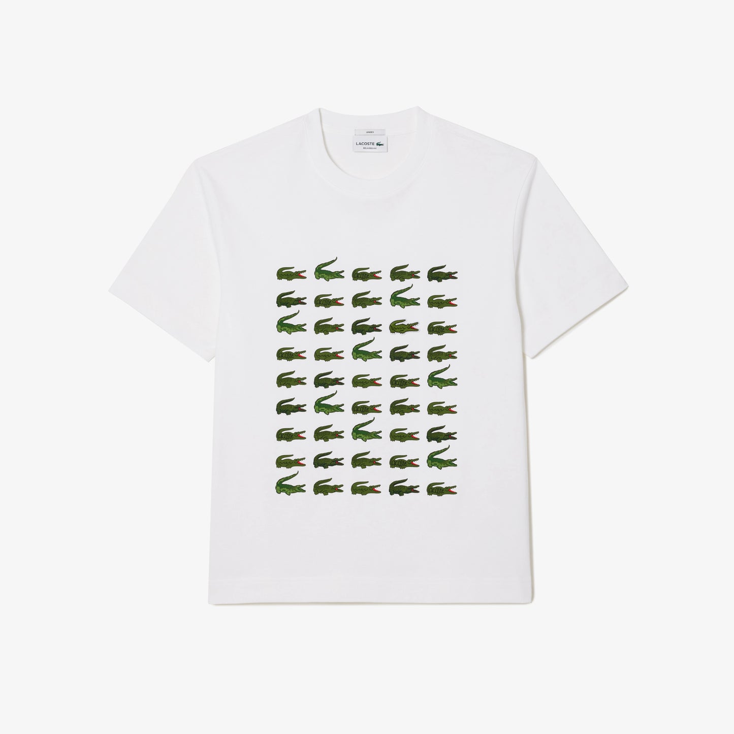 UNISEX RELAXED FIT ICONIC PRINT T-SHIRT Unisex - White - Lacoste - T-Shirts $41.99