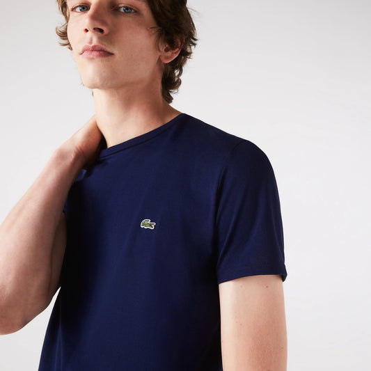 CREW NECK PIMA COTTON JERSEY T-SHIRT Men - Blue - Lacoste - T-Shirts