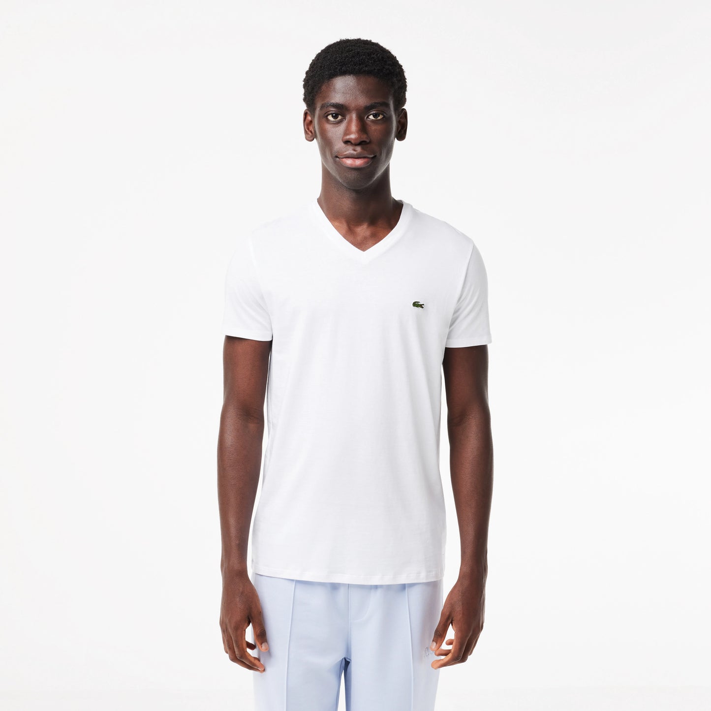 MEN'S V-NECK PIMA COTTON JERSEY T-SHIRT Men - White - Lacoste - T-Shirts