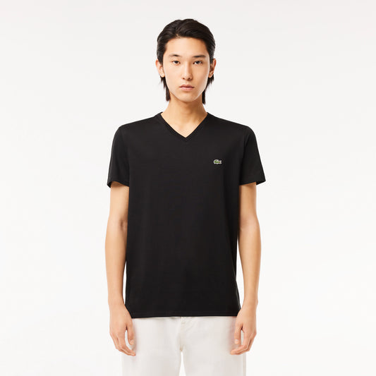 MEN'S V-NECK PIMA COTTON JERSEY T-SHIRT Men - Black - Lacoste - T-Shirts