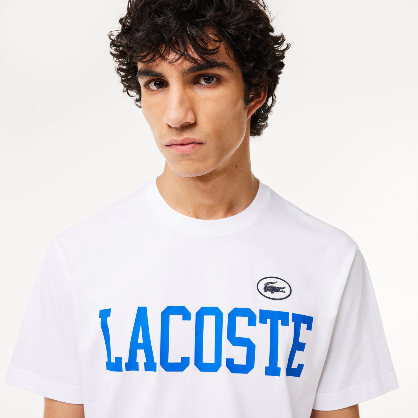 MEN'S COTTON CONTRAST PRINT & BADGE T-SHIRT Men - White - Lacoste - T-Shirts