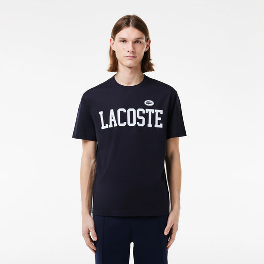 MEN'S COTTON CONTRAST PRINT & BADGE T-SHIRT Men - Blue - Lacoste - T-Shirts