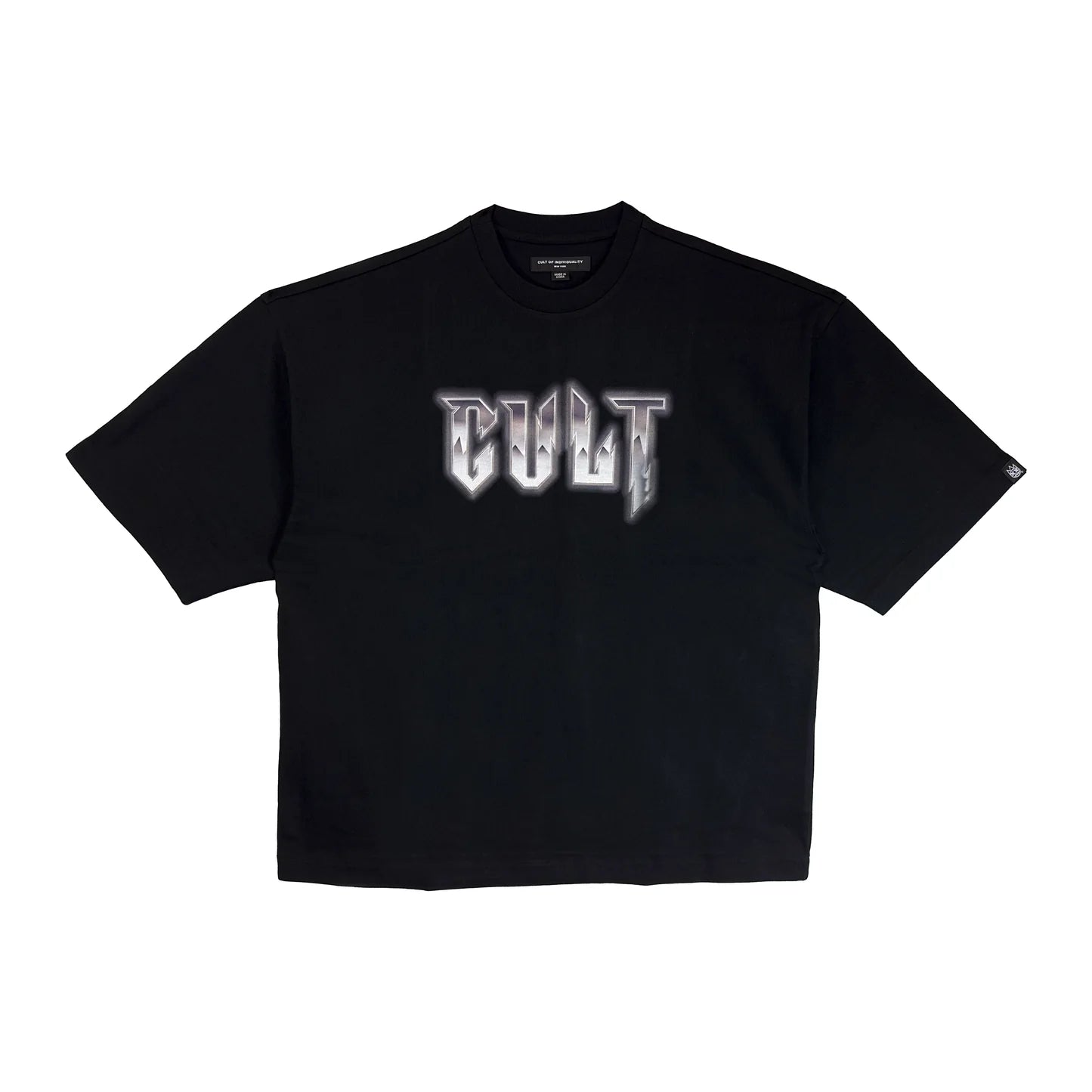 Cult's Oversized Heavyweight Boxy Short Sleeve Crew Neck Tee "Instruments" in Black 625B7-K20A-S