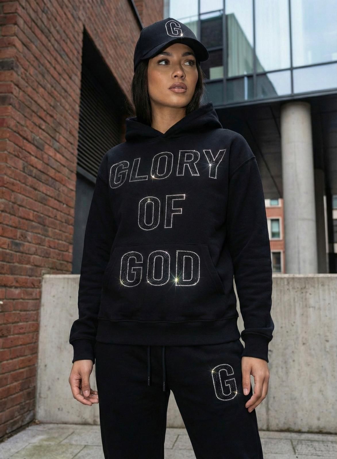 GLORY OF GOD SUT WOMEN  NEGRO CON BRILLO