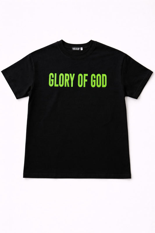 Glory of God Tshirt Black and green neon
