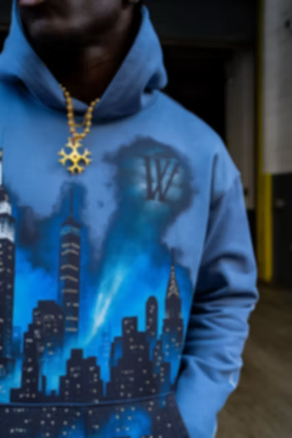 WDS-2H002A DISTRICT GOTHAM BLUE MIRAGE HOODIE