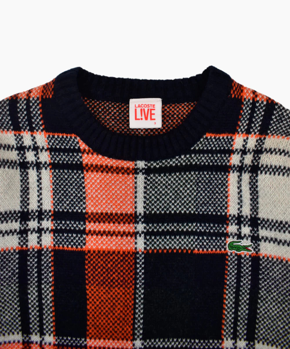 LACOSTE Live Plaid Wool Blend Sweater