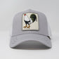 GOLD STAR HAT - NEW ROOSTER GREY AND WHITE TRUCKER HAT