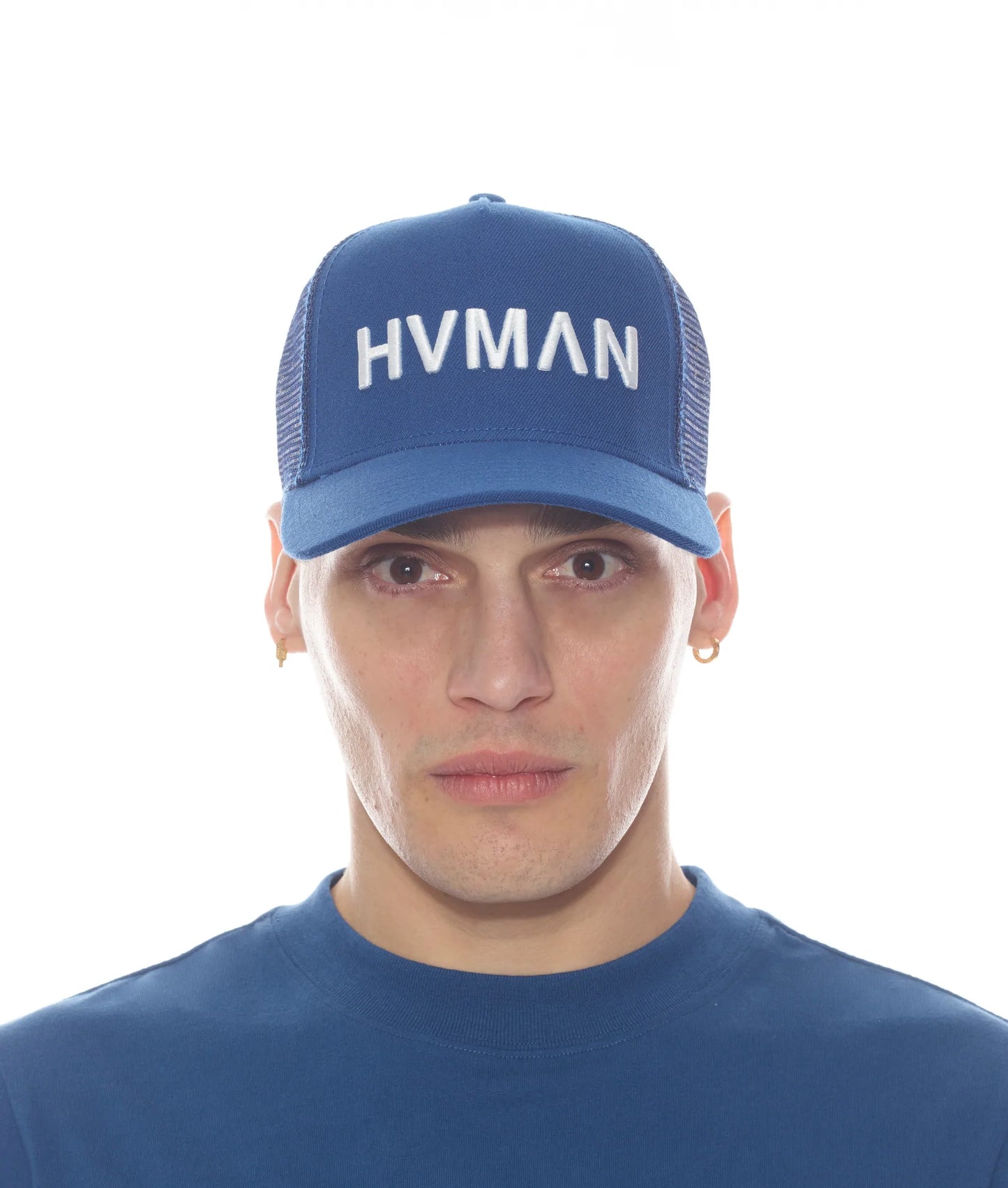Hvman mesh trucker cap in classic blue