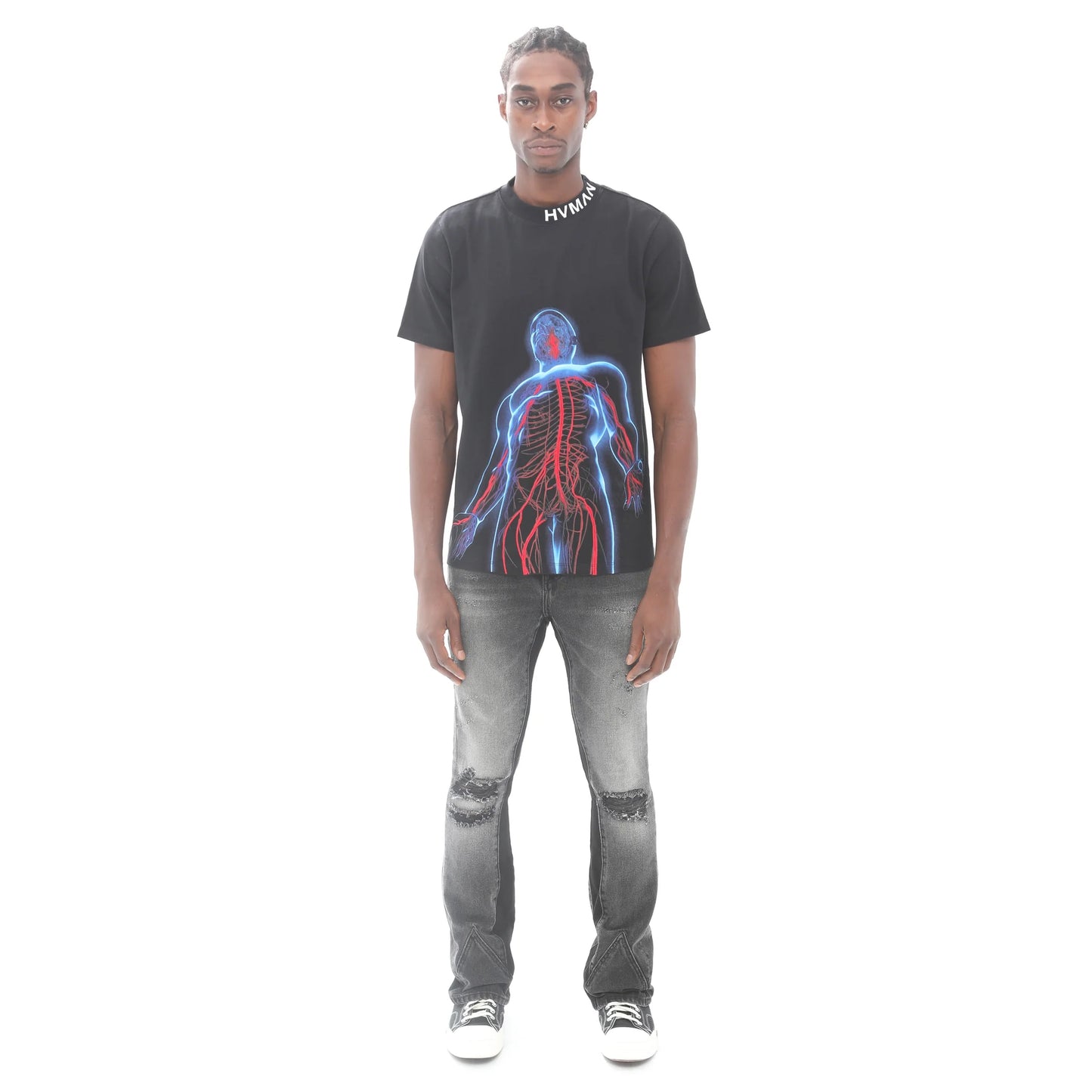 NOVELTY TEE "VEINS" IN BLACK 323A3-TT16A