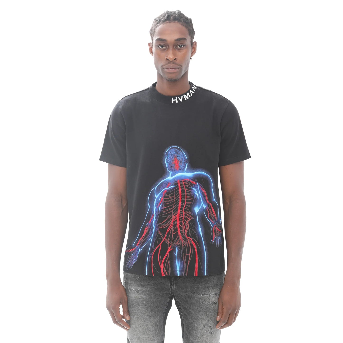 NOVELTY TEE "VEINS" IN BLACK 323A3-TT16A