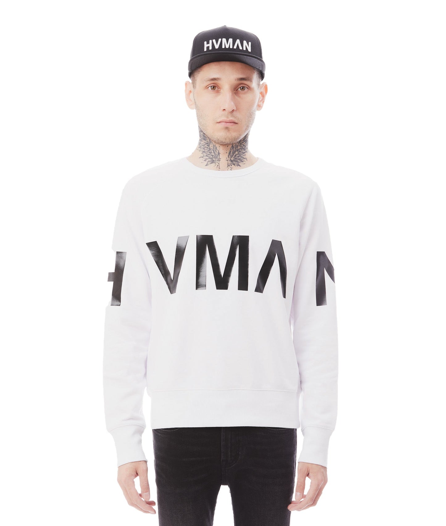 SUDADERA DE CUELLO REDONDO EN BLANCO
