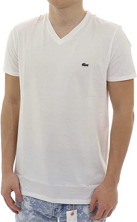 Lacoste Mens Short Sleeve V-Neck Pima Cotton Jersey T-Shirt