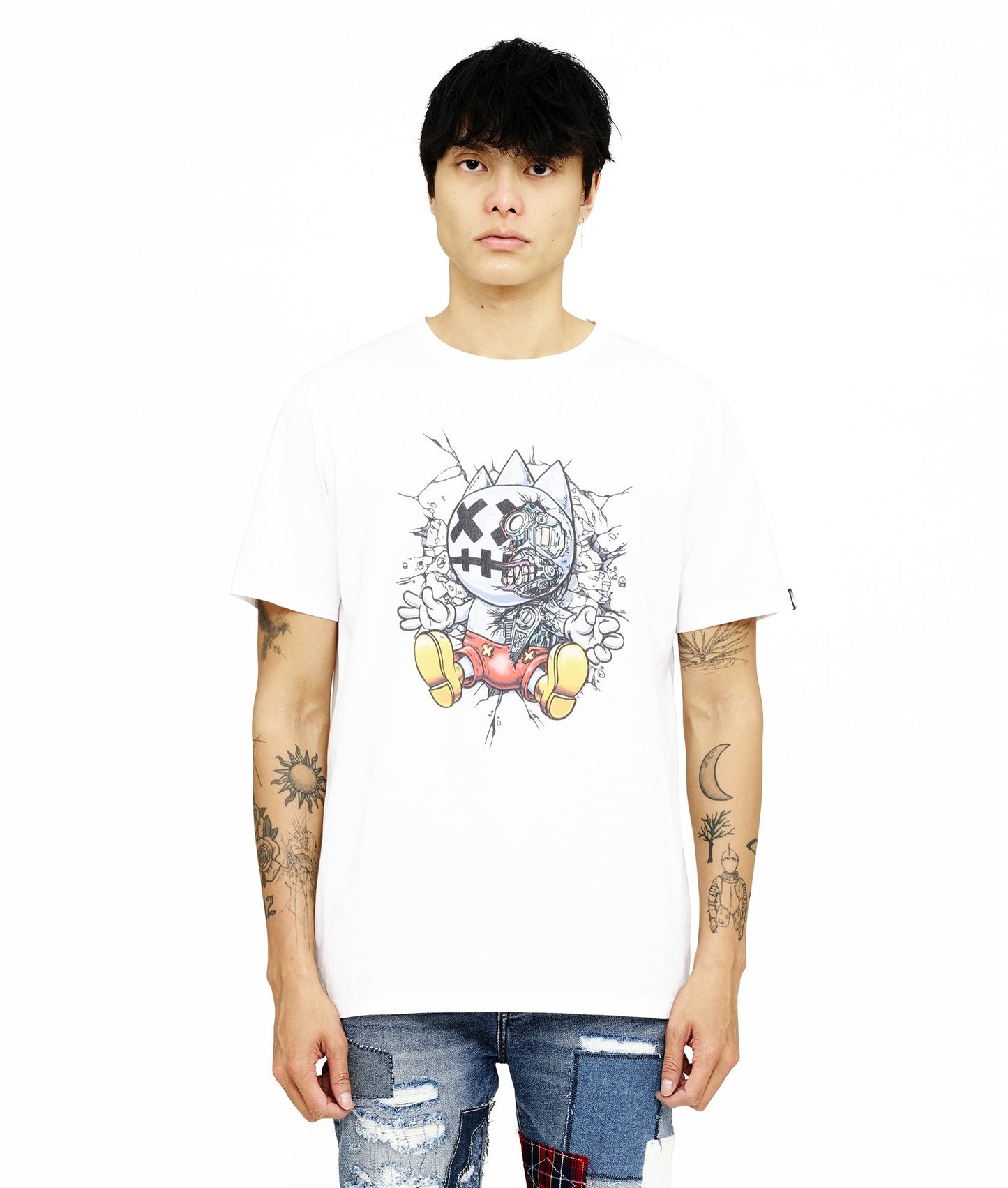 CAMISETA S/C CREW "CYBORG" EN BLANCO 