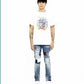 CAMISETA S/C CREW "CYBORG" EN BLANCO 